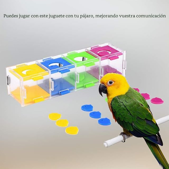 Foto 7 de 8 de Juguetes Coloridos de Inteligencia para Loros, Entrenamiento Interactivo, Rompecabezas para Aves, Periquitos
