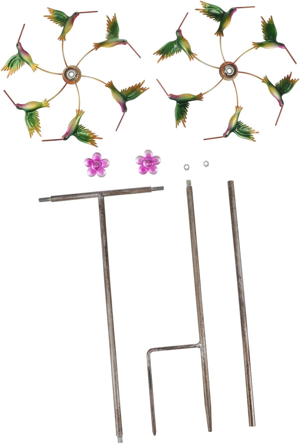Creative Hummingbird Metal Wind Spinner Abstract Sunflower Design for Outdoor Garden Lawn and Patio Decoration Eye-catching Kinetic Occasions