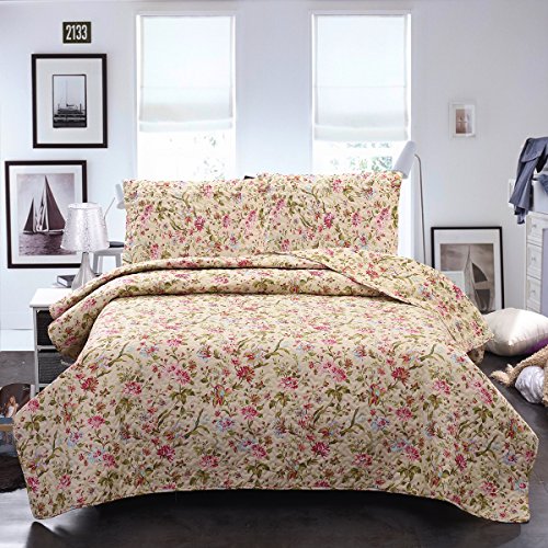 JML Quilt Set King Size - Brushed Microfiber - 3 Pieces - Soft and Breathable, Lightweight Printed Bedding Bedspread Set