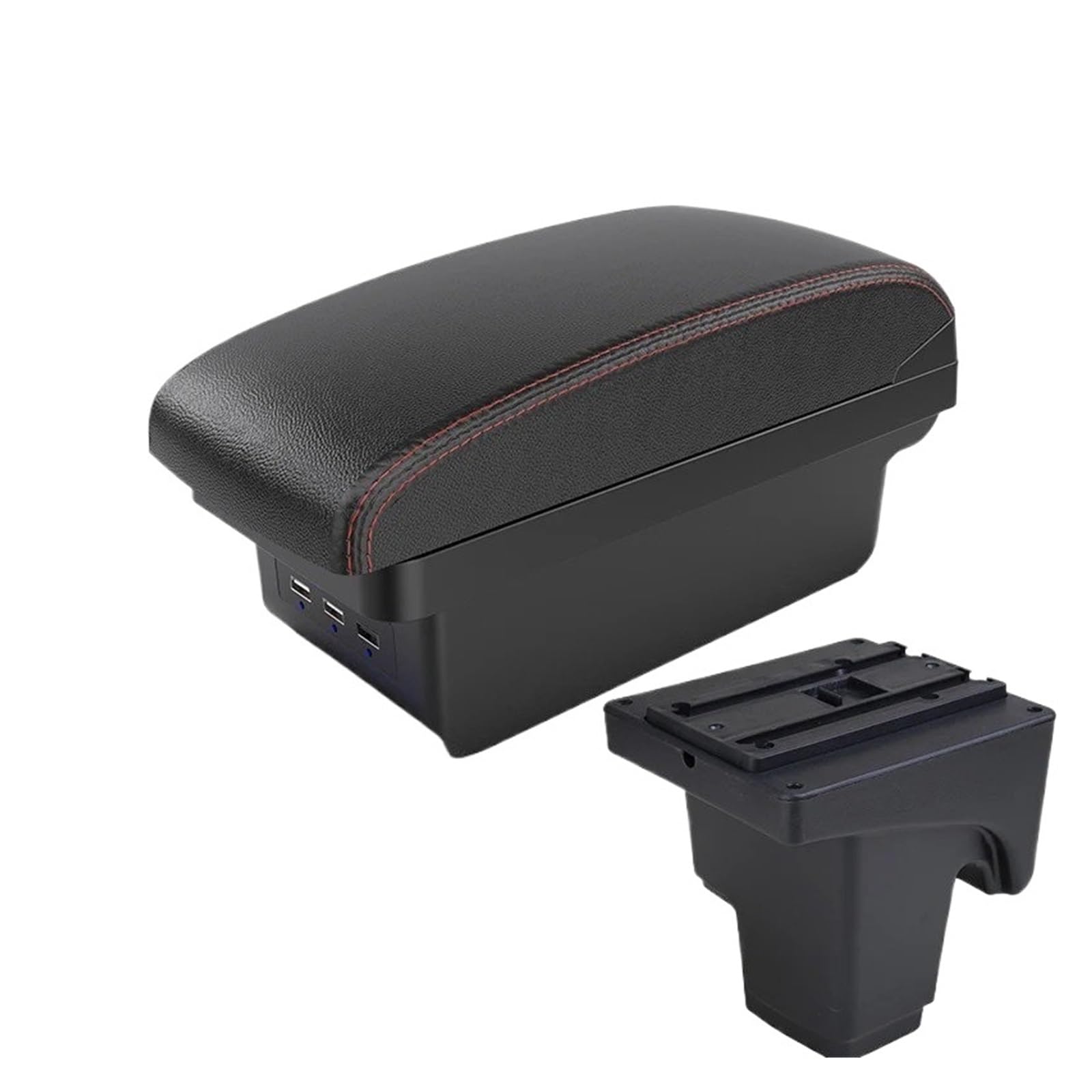 Hguvsjd Armrest Box For For Focus For Mk3 For III Armrest Center Storage Box Interior Retrofit Accessorie Car Armrests(B Black red 3 USB)