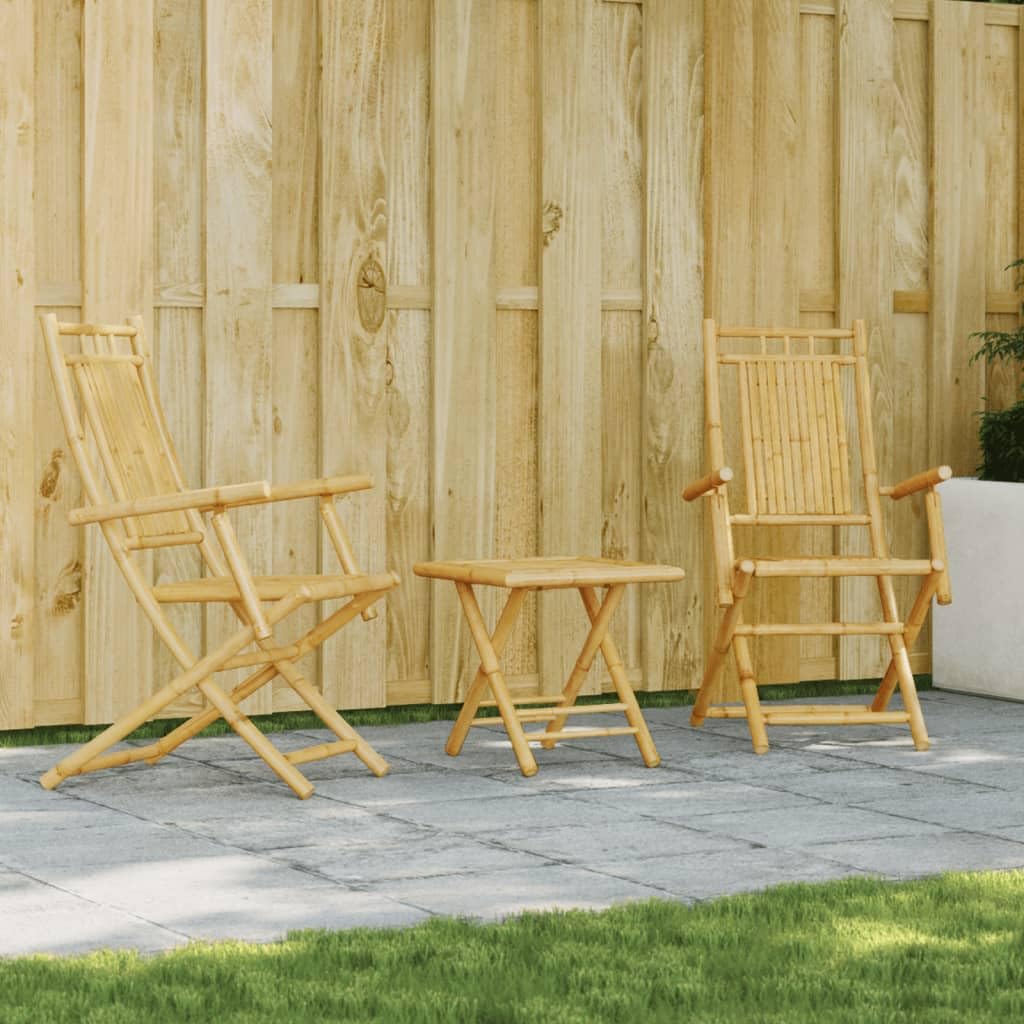 Ensemble bistro bambou pliable idéal pour un café en terrasse ou sur balcon