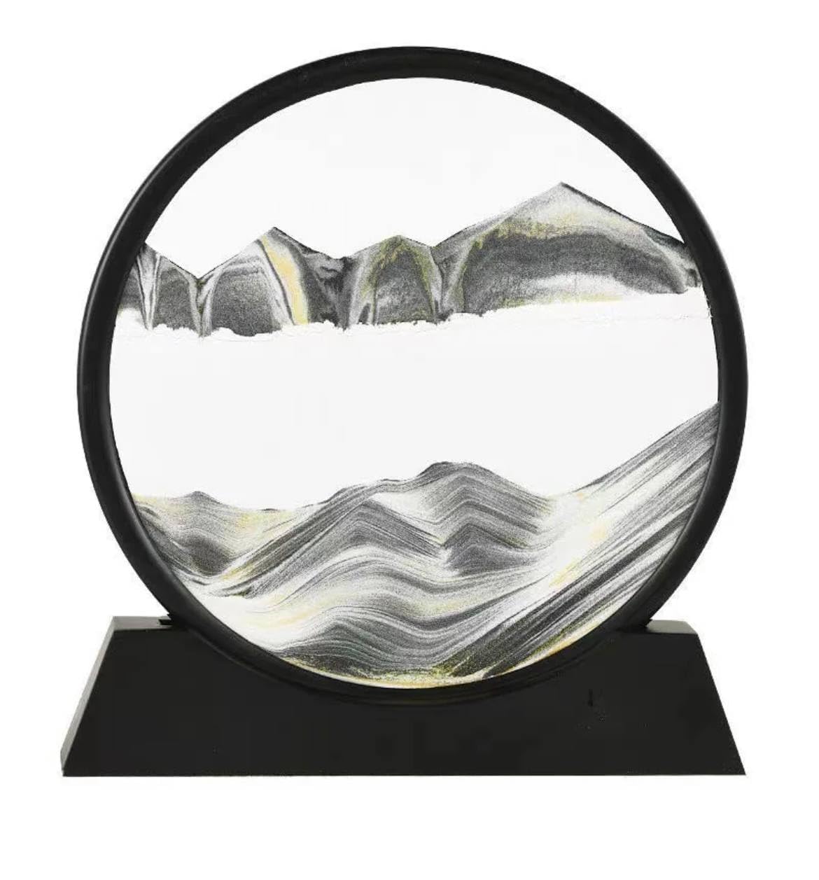 Ganishka Collection 3D Moving Sand Art Picture Crystal Clear Glass Showpiece Sand Antique Gift Idea for Office Desk Table Home Decor Item (12 Inch, Grey)