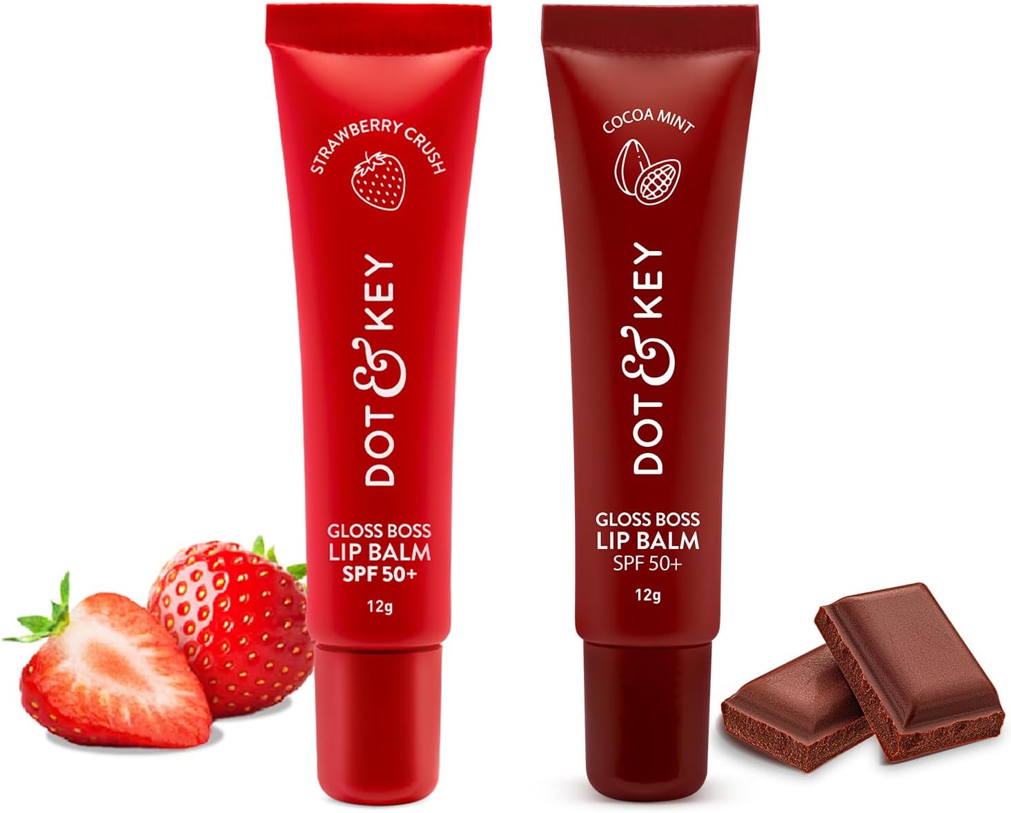 Dot & Key Gloss Boss Lip Duo | Strawberry Crush SPF 50 Lip Balm 12gm & Cocoa Mint SPF 50 LipBalm 12gm