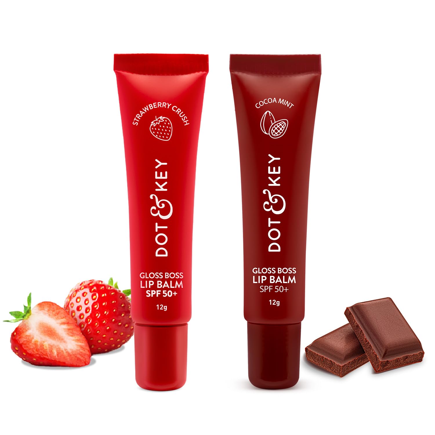 Dot & Key Gloss Boss Lip Duo | Strawberry Crush & Cocoa Mint SPF 50 Balm 12gm | Sun Protected Tinted for Women | Fades Pigmentation | Moisturizes Dry & Flaky Lips-picture-24