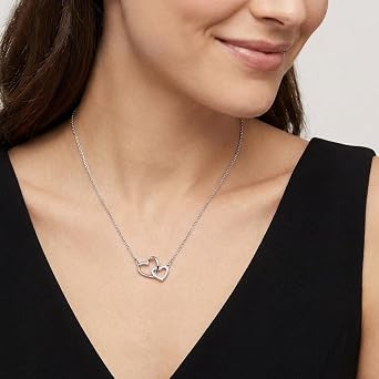 Interlock Heart Silver Pendant Necklace Dainty Infinity Eternity Love Choker Necklaces Cute Initial Heart Adjustable Chain Necklace Clavicle Chain Girlfriend