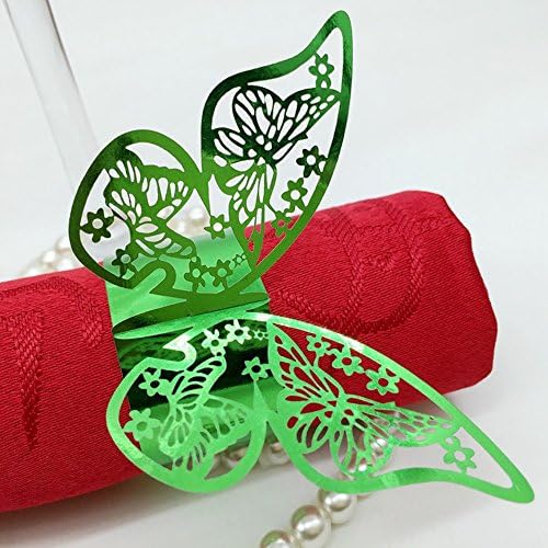 King&Pig 50pcs Laser Cut Butterfly Shape Napkin Rings for Dinners Lunch Tables Home Wedding Birthday Date Anniversray Party Decorations (Bright Green)