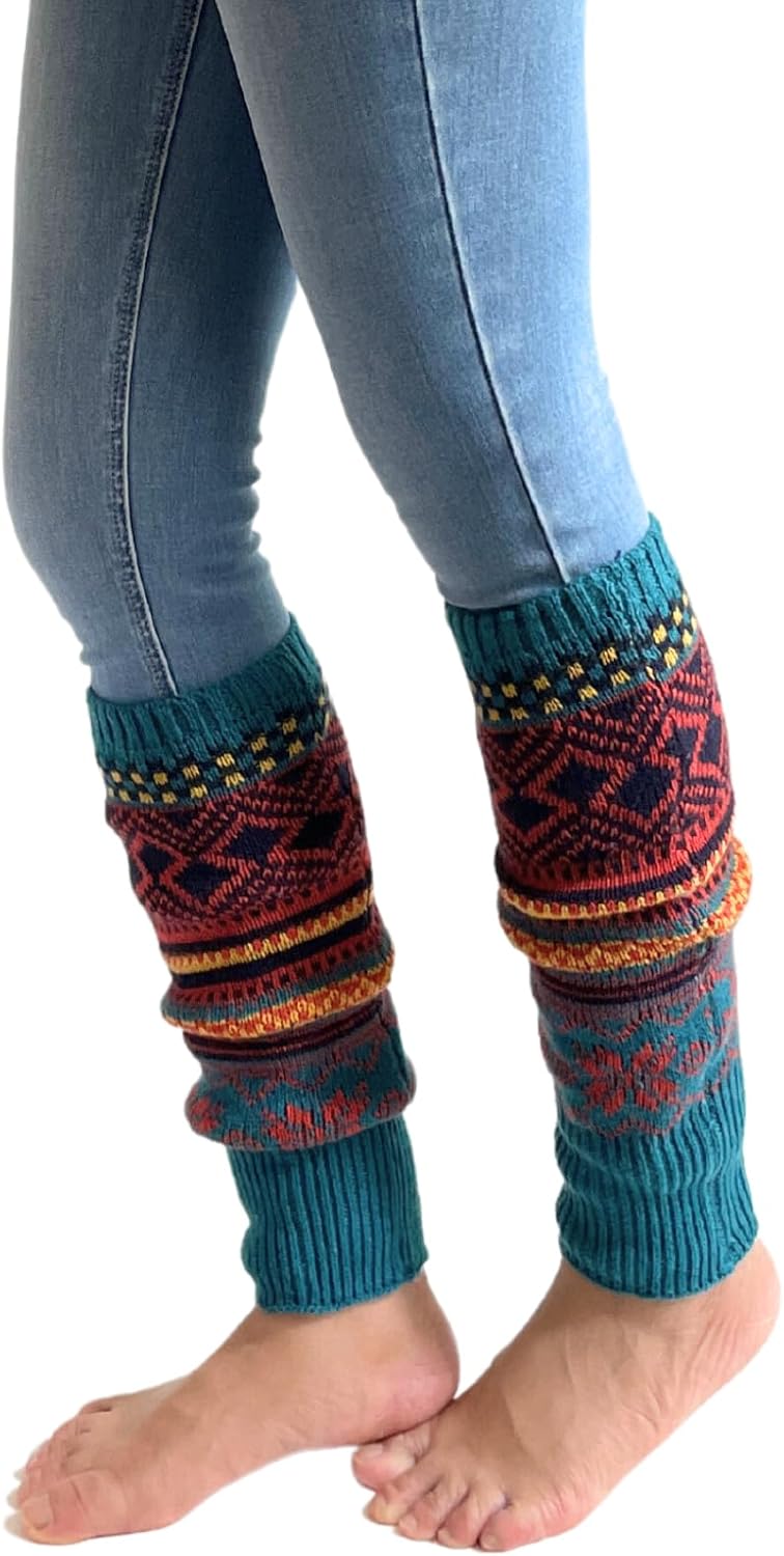 Women Leg Warmers Wool Blended for Winter, Bohemian Knee High Socks Festive Look Ankle Warmers Boot Cuffs by Daisy&Dino - Image 4