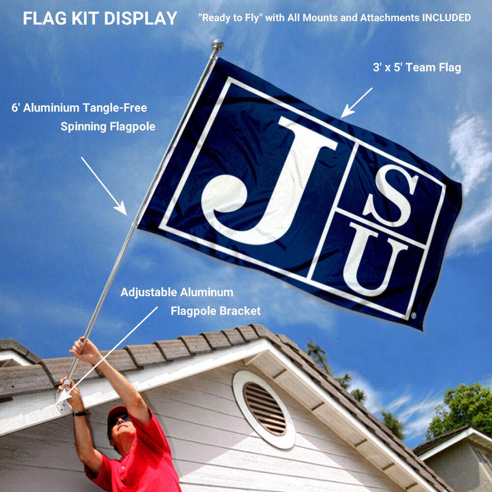Jackson State Tigers Complete Flag Set - 3x5 Foot Flag, 6ft Pole & Bracket For University Pride