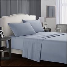 4 In 1 Solid Color Sheet Set Fitted Bed Sheet Pillowcases Flat Bed Sheet Bedclothes Coverlet No Filler/Quilt Cover InsideBlue Purple,4pcs Full