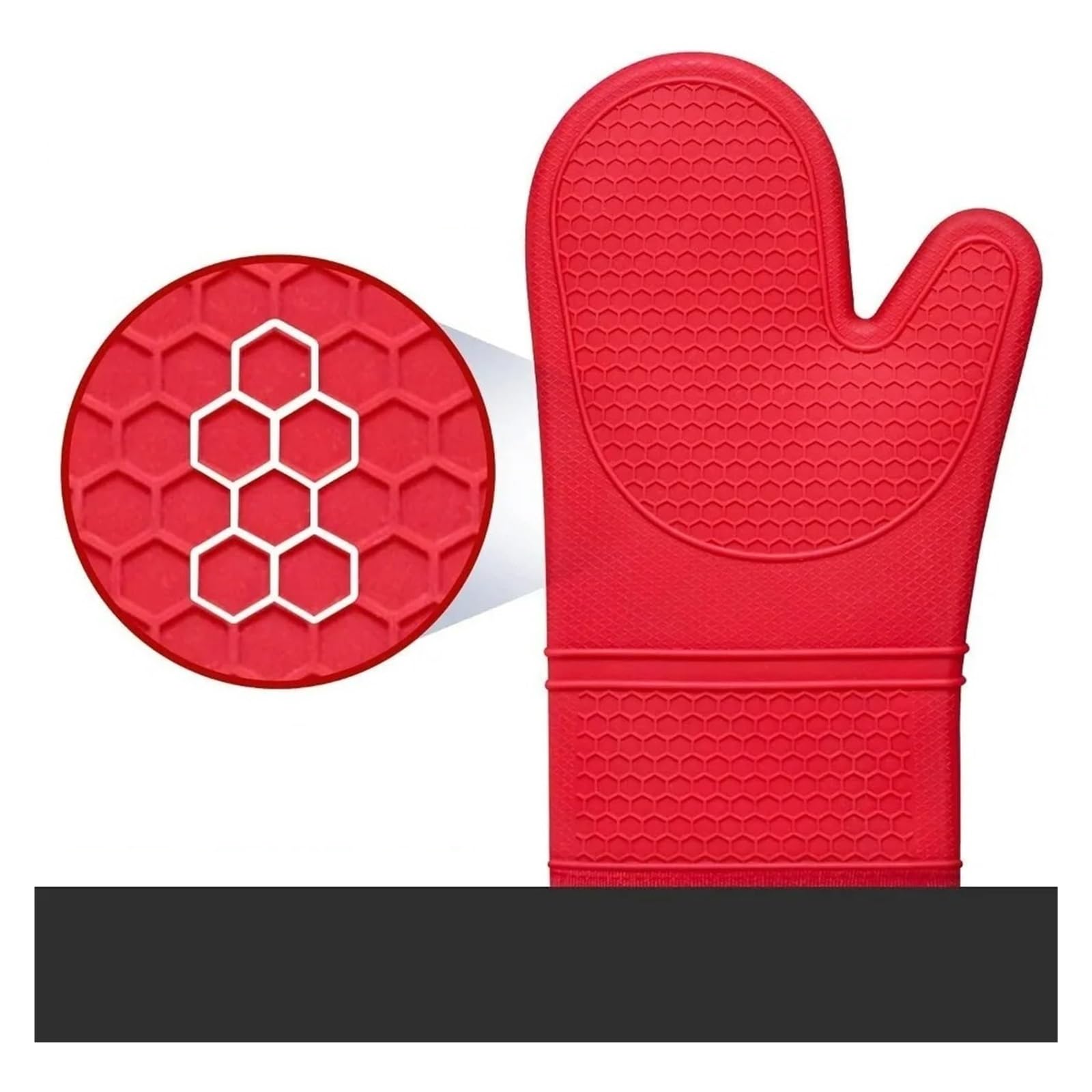 Set de 6 guantes de horno, agarraderas de silicona extra largas de 15" | 2 guantes de horno, 2 salvamanteles, 2 mini guantes de pinza, textura de panal, resistente al calor