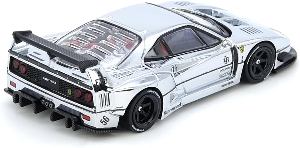 Inno Models LBWK (Liberty Walk) F40 Chrome Silver 1/64 Diecast Model Car IN64-LBWKF40-CHS