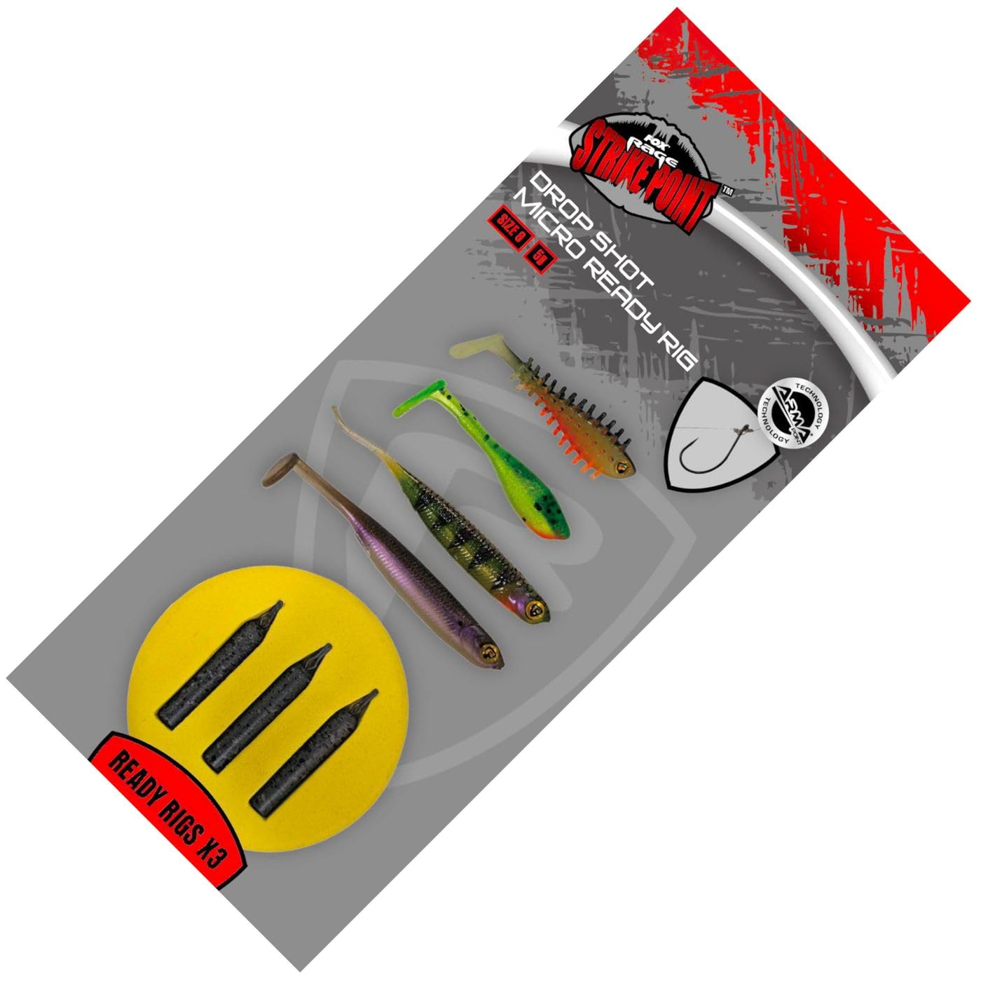 Fox Rage Strike Point Drop Shot Micro Ready Rig Size 8 | Micro Lure Pack | Use Straight from Pack | Strike Point Drop Shot Hooks | Tied with Drop and Jig Fluorocarbon | 3x Weights | Code NRR142
