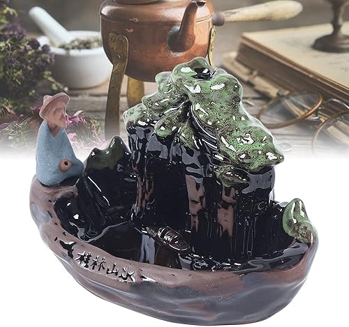 Miniatura 3 de YIYIBYUS Quemador de incienso de reflujo, quemador de cascada de incienso de cerámica, cono de soporte de incensario de humo