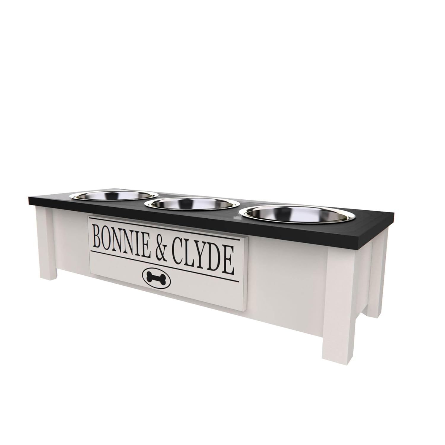 GrooveThis Personalized Elevated Triple Dog Bowl