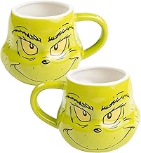 United Labels Grinch Mug 320ml Green 3D Grinch Face Coffee Mug Ceramic Funny Coffee Mug Gift Boxed