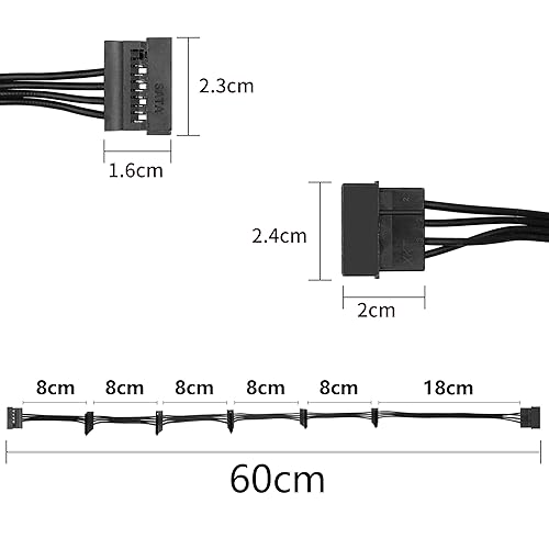 Miniatura 4 de YACSEJAO IDE a SATA Cable de alimentación LP4 4 Pin 1 a 6 × 15 Pin SATA Divisor Adaptador de Suministro Cable Convertidor para PC Servidor Disco Duro