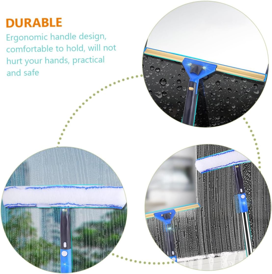 1set Extendable Microfiber Window Cleaner Squeegee and Scrubber for Home and Ergonomic Handle for Mirrors Shower Doors and and Convenient Random Style