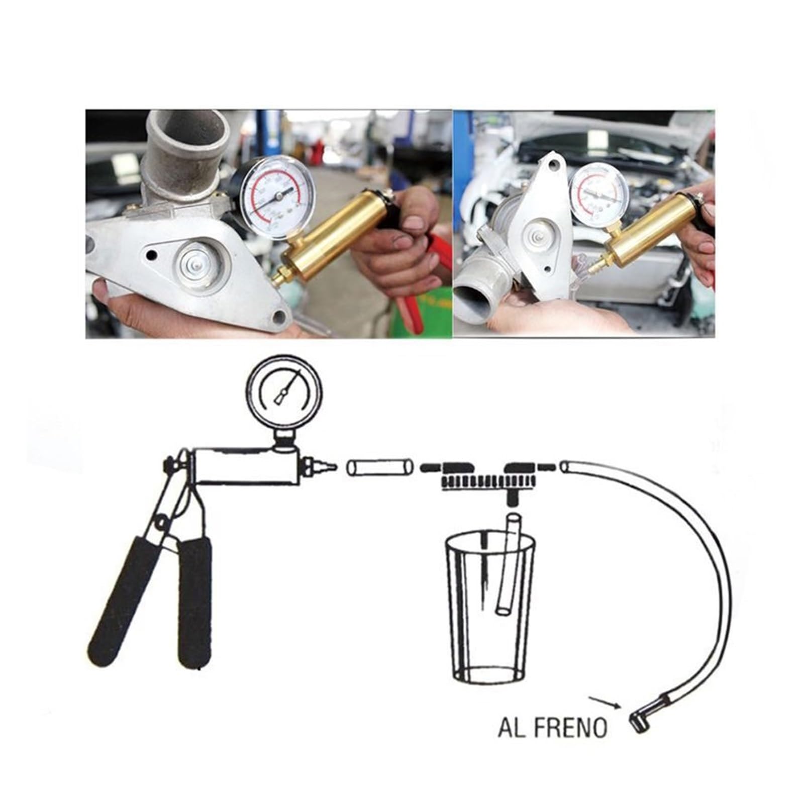Pompa a Vuoto, Spurgo Manuale del Vuoto Strumenti for Lo spurgo Liquido dei Freni Kit Tester for Pompa a Pistola for Manometro for Pressione della in Alluminio