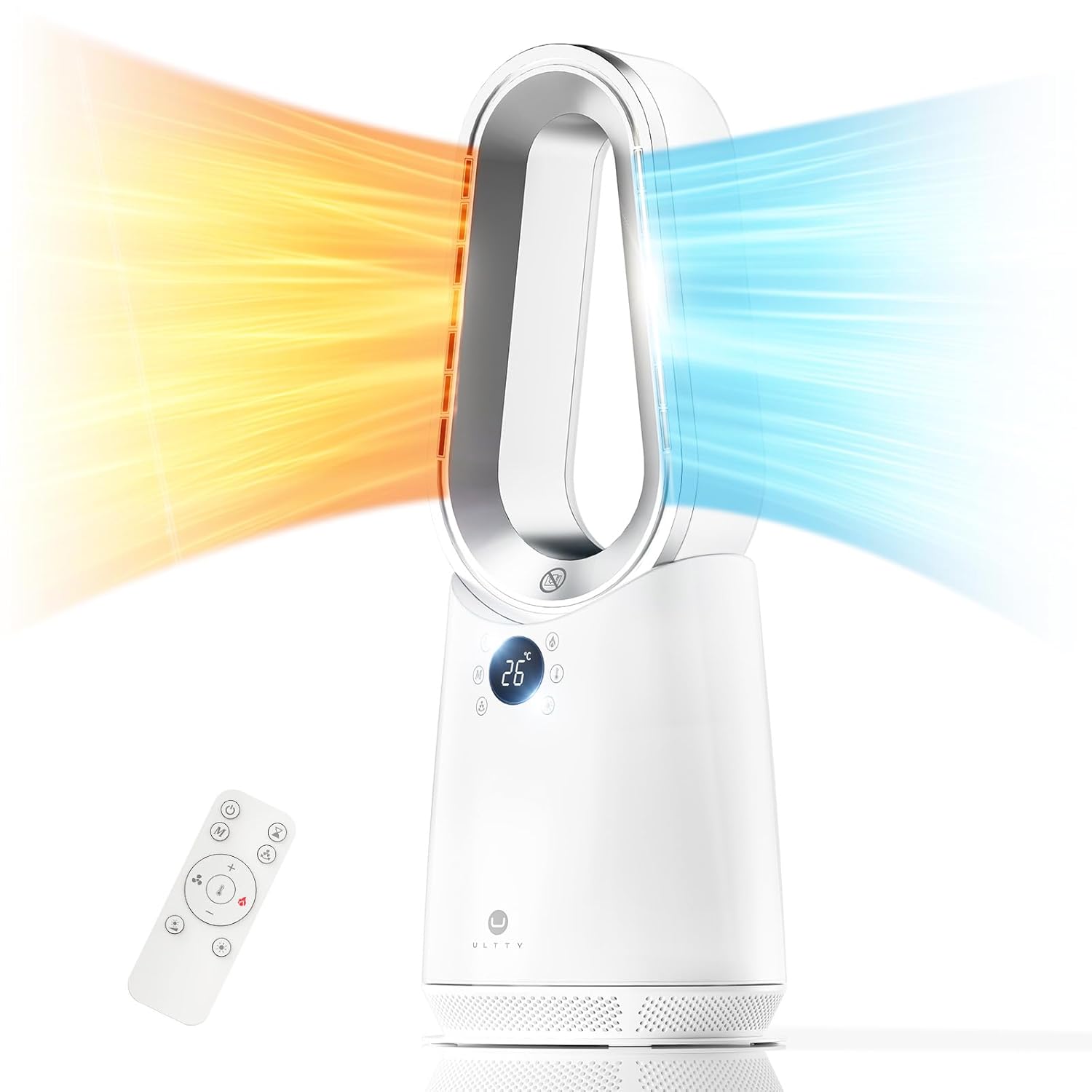 ULTTY Space Heater Portable Electric Heaters and Cooler Fan Combo with Remote 80 Oscillation 9 Speeds 3 Modes