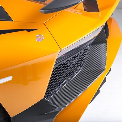 Miniatura 6 de 4 calcomanías de cristal para decoración de automóvil estampado de pata de perro con diamantes de imitación impermeable brillante huella de perro y