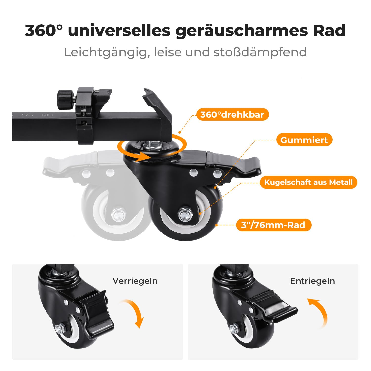 K&F Concept Aluminium Heavy Duty Stativ Dolly – Bild 4