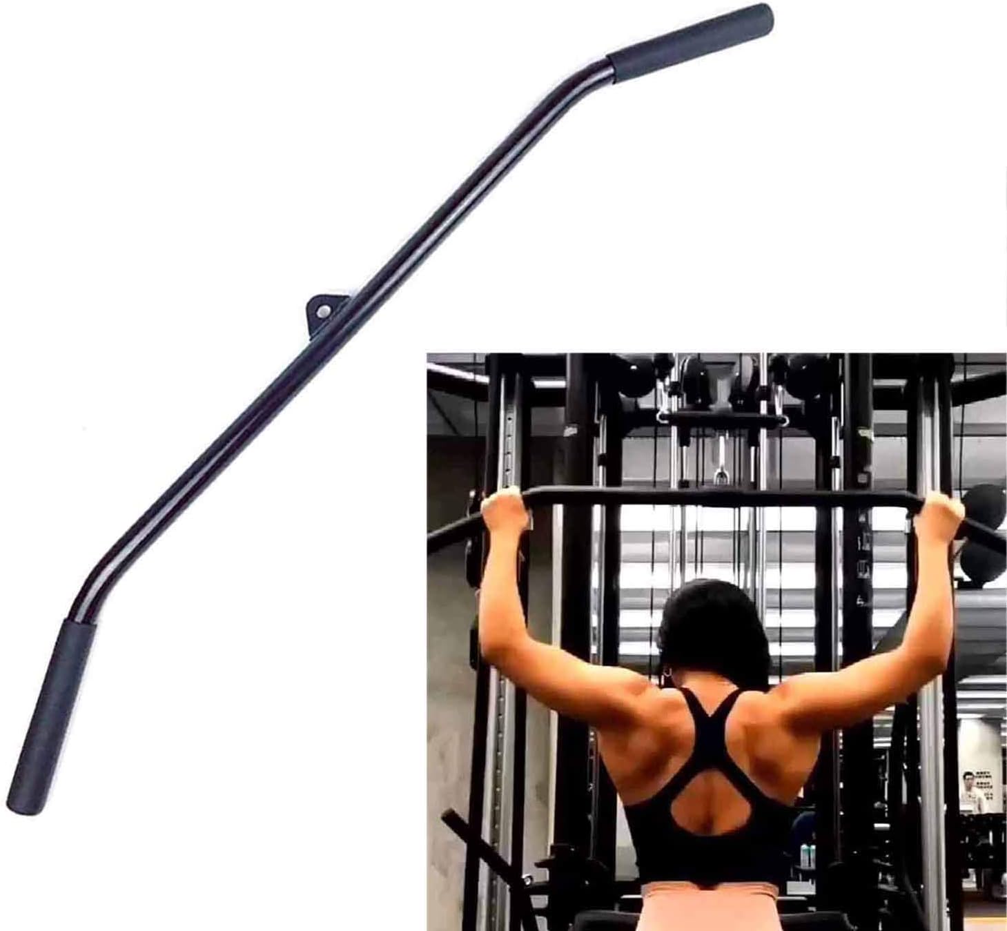 DKULMN LAT Pull Down Bar Machine Attachment,Barbell Multi-Exerciser Cable Attachment for Cable Machines for Home Gym Back Strength Training