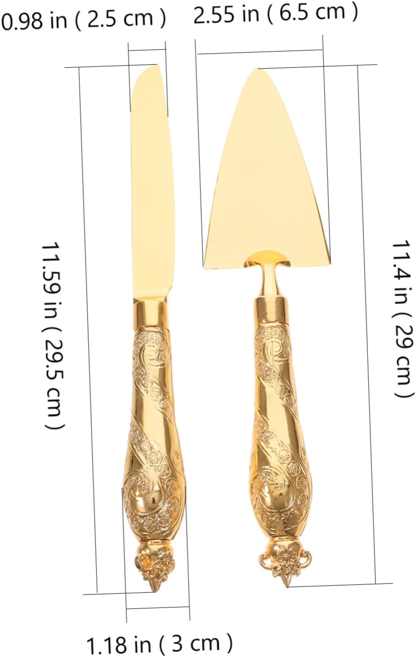 Pizza Spatula and Cake Cutter Set 2-Piece Baking Utensils Ergonomic Handle for Cake Serving and Pizza Stainless Steel and Plastic for Weddings and Parties