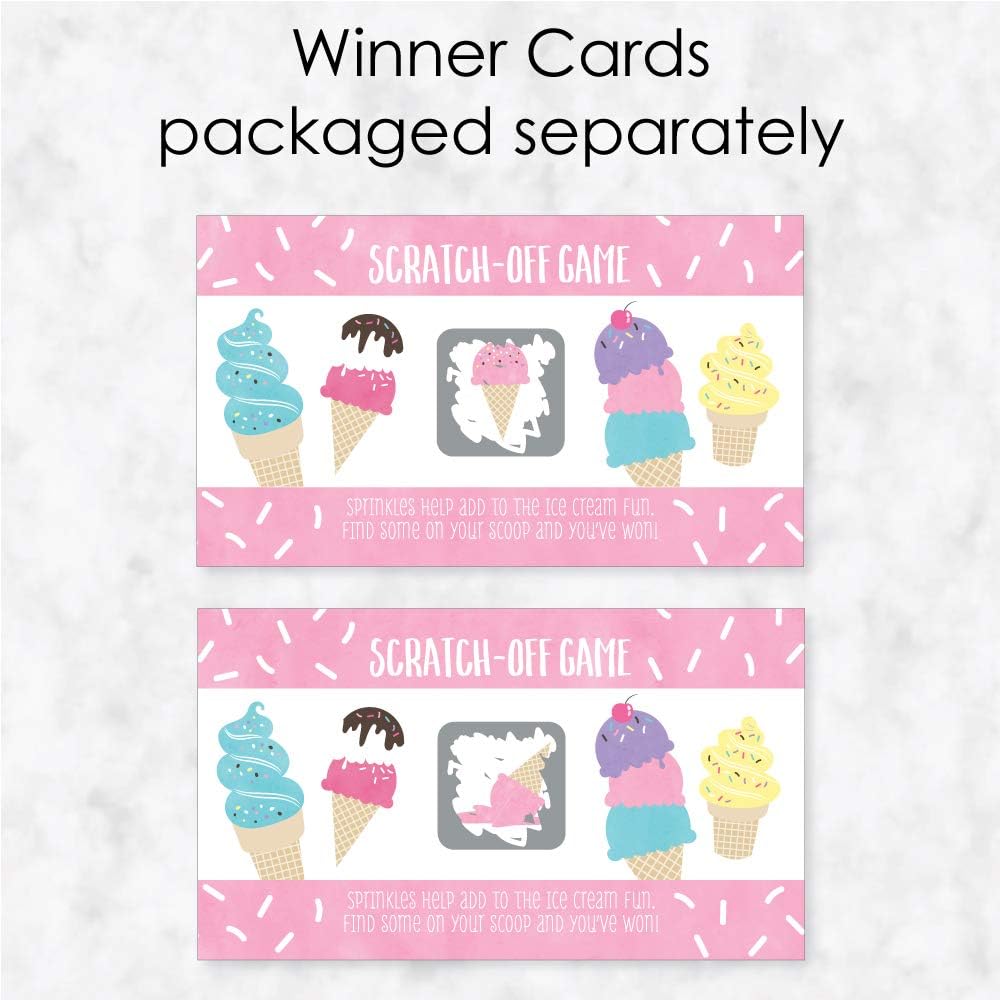 Big Dot of Happiness Scoop Up the Fun - Ice Cream - Sprinkles Party Game Scratch Off Cards - 22 Count