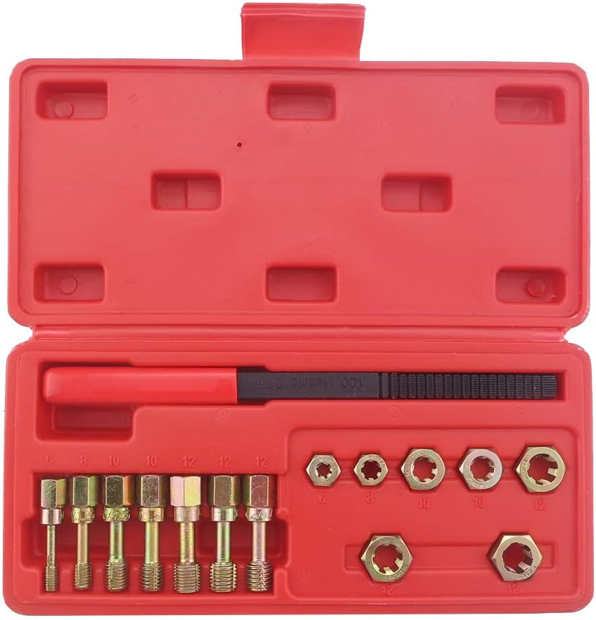 Ctooltool 15Pcs Metric Thread Chaser Set, Universal Rethreading Tool Rethreader Taps & Dies Thread Restorer Kit, Rethread Repair Tool