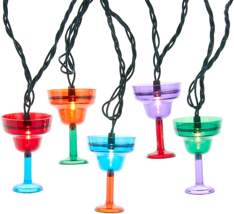 Kurt Adler 12-Foot UL 10-Light Margarita Glass Light Set with Green Wire