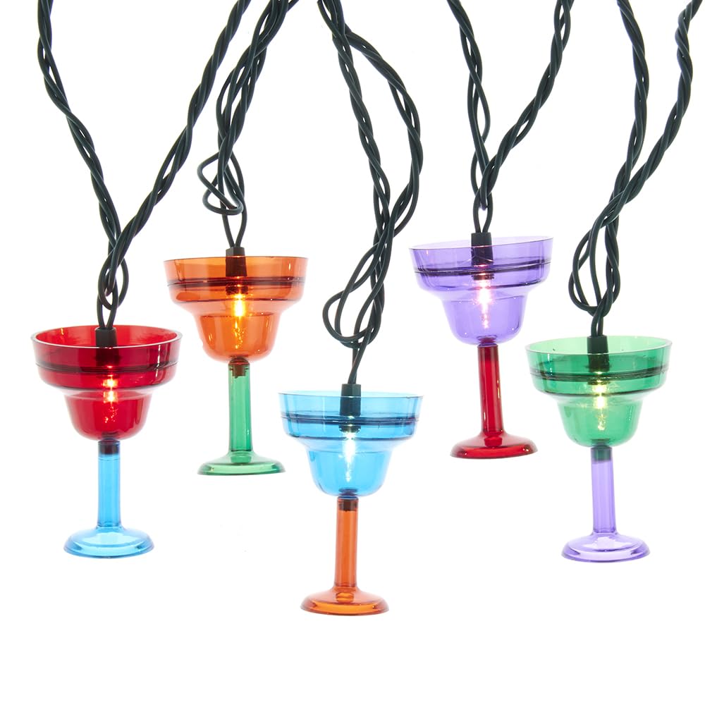 Kurt Adler 12-Foot UL 10-Light Margarita Glass Light Set with Green Wire
