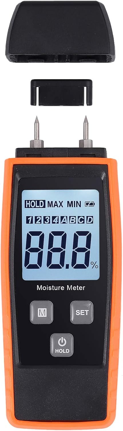 Digital Wood Moisture Meter Portable Wood Moisture Meter with Backlight LCD for Firewood Leaks Damp Moisture Cement Mortar