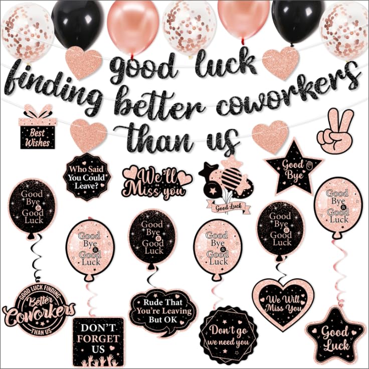 Pre-Strung Going Away Party Decorations: Good Luck Finding Better Coworkers Than Us Banner - Farewell Decorations Party - Goodbye Party Decorations for Coworker Leaving Decor-Rose Gold