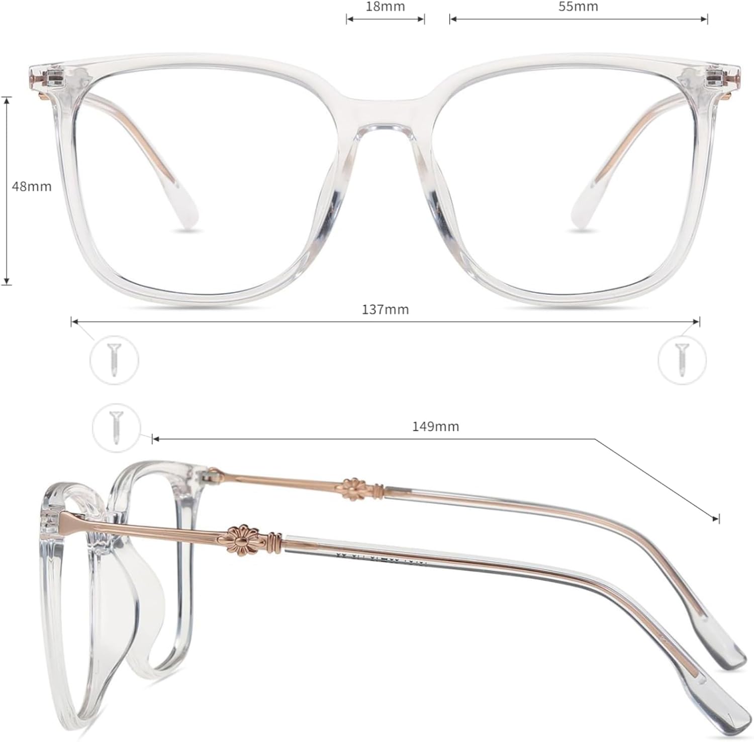 Firmoo Oversized Blue Light Blocking Glasses, Big Frame Square Nerd Eyeglasses Computer Screen Glasses