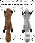 Jouets pour chiens squeaky pour petits, moyens et grands animaux, Jouets interactifs pour chiens en peluche mignons, écureuil et raton laveur, paquet de 2
