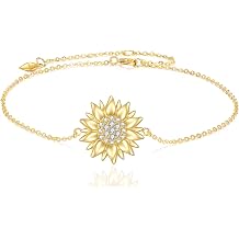KECHO 14k Yellow Gold Sunflower Jewelry for Women, Fine Gold You are My Sunshine Jewelry Gifts for Her