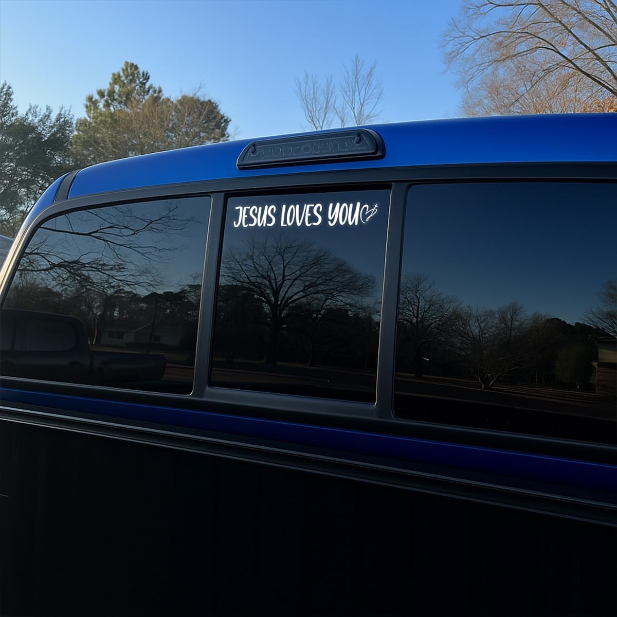 Premium 2PCS Christian Rearview Mirror Sticker, Jesus Loves You Vinyl Faith Stickers for Cars, Trucks, or Laptops – Religious Decal Gift for Men & Women Size 8'' x 1''