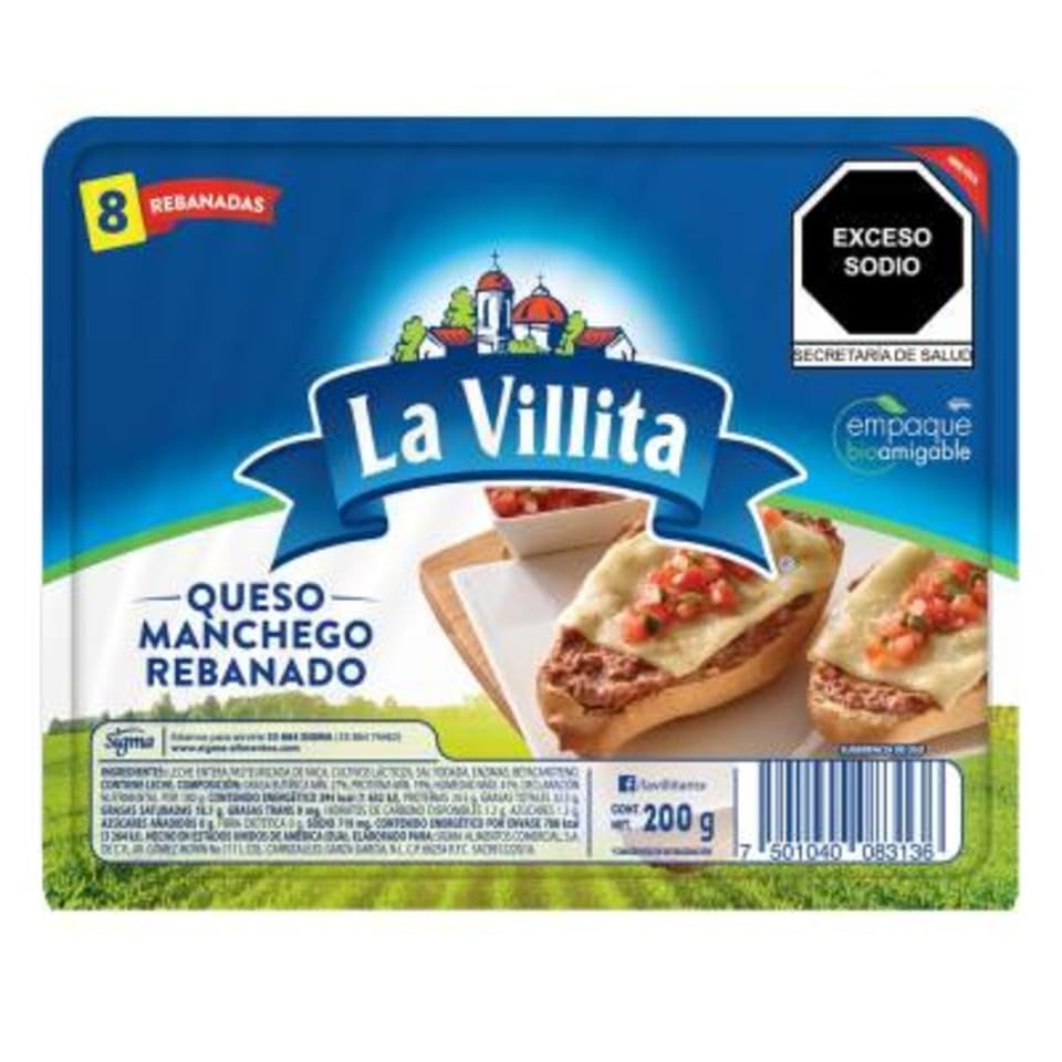 La Mejor Lista de Queso asadero que puedes comprar esta semana. 24 La Villita Queso Manchego Rebanado, 200g