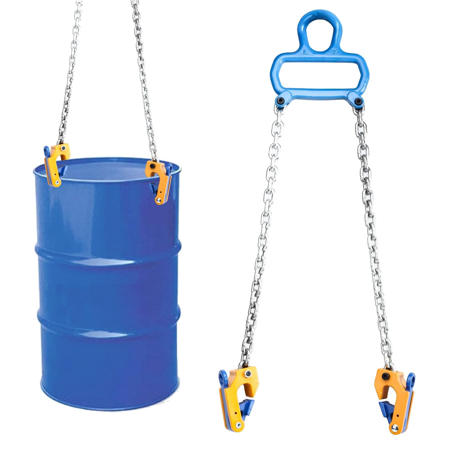 NORJIN Chain Drum Lifter, 2000 lbs Capacity Vertical Hoist Barrel Lifter with G80 Lifting Chain for 55 Gallon Plastic and Metal Drums