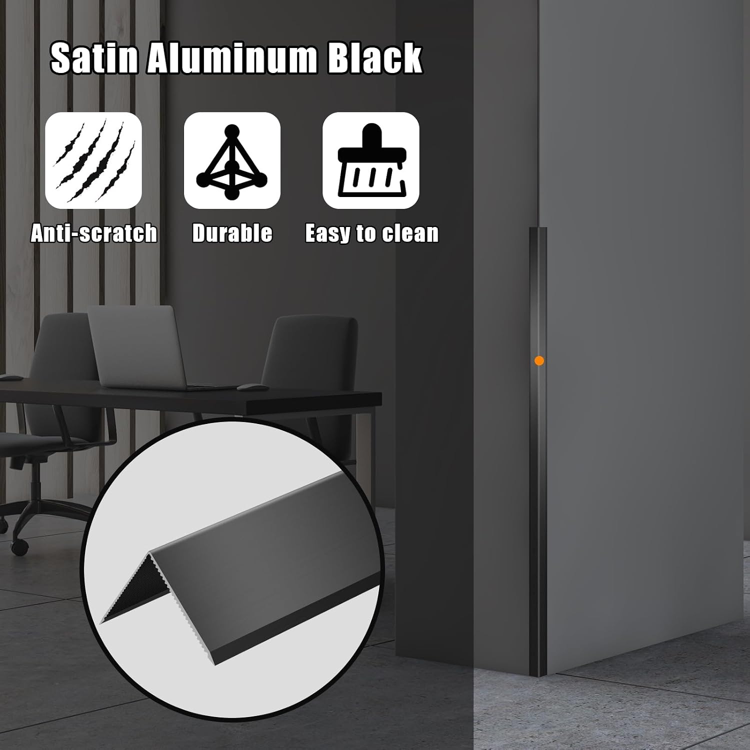 Aluminum Alloy Black Corner Guards 12PCS Thickness Wall Corner Protectors for Walls Right Angle Corner Protectors Guards L Shaped Metal Protectors 90° Angle, Corner Guards 19Ga (1.2x1.2X48.0 Inch)