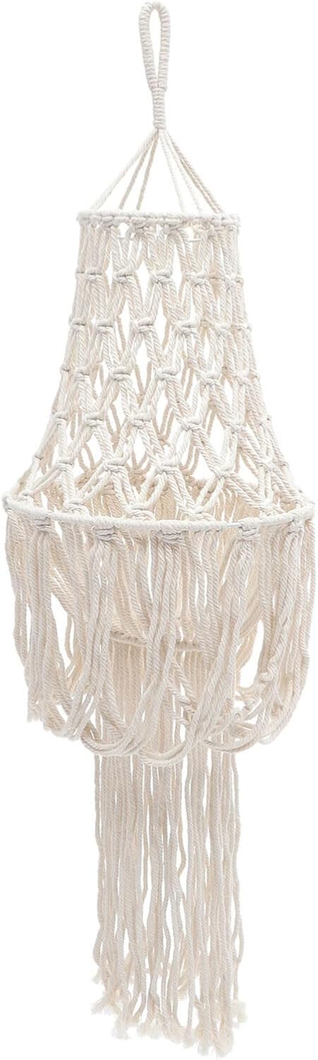 Homoyoyo Bohemian Cotton Rope Lamp Shade Hand Woven Indoor Ceiling Cover Decorative Hanging Light for Home Kitchen Bedroom Soft Warm Glow Easy to Clean
