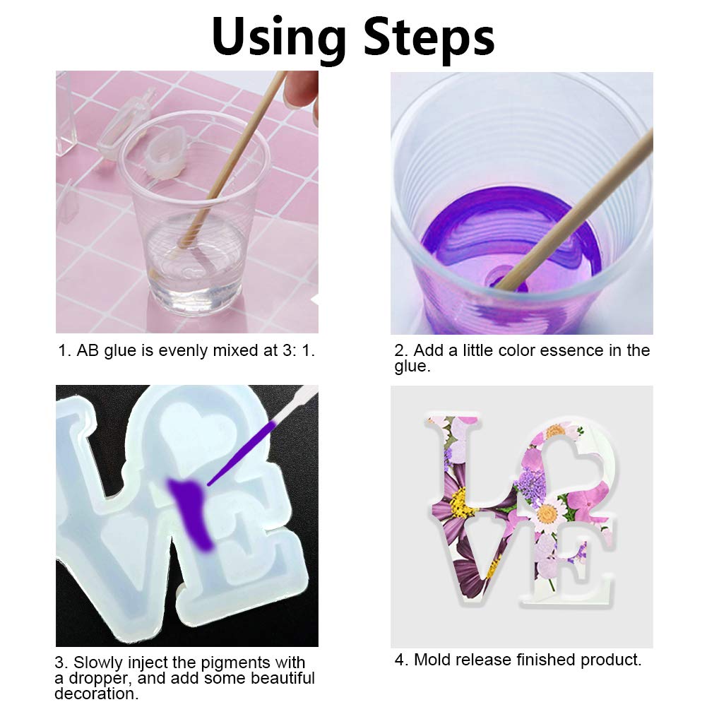 Moulle Silicone Resine Epoxy, Moules En Résine Coeur LOVE