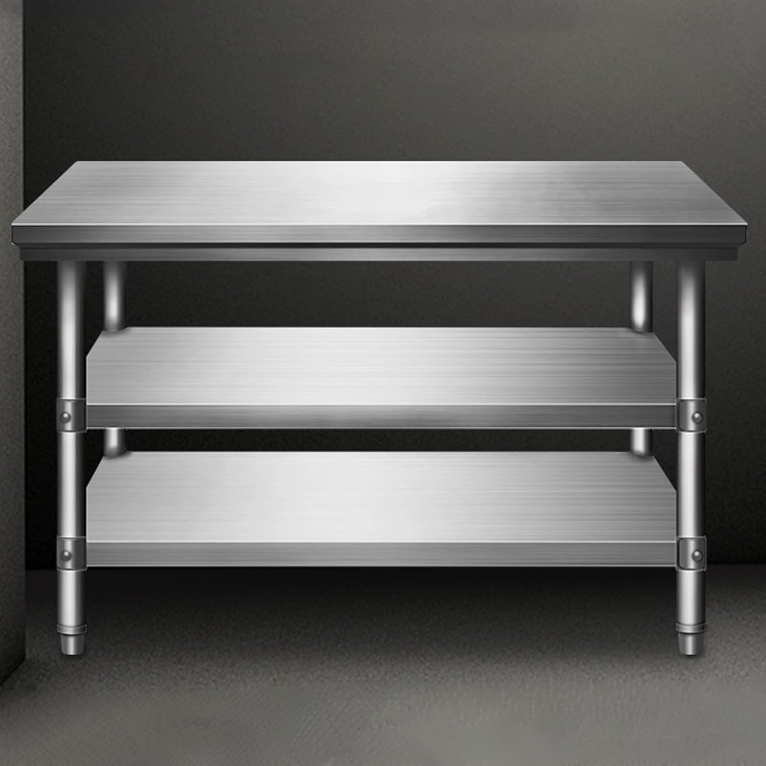 Stainless Steel Work Table, Stainless Steel Catering Table, Heavy Duty Prep Worktable, 2/3 Tier Food Prep Table Work Bench for Kitchen Restaurant Garage(2 Layer 60x60x80cm)