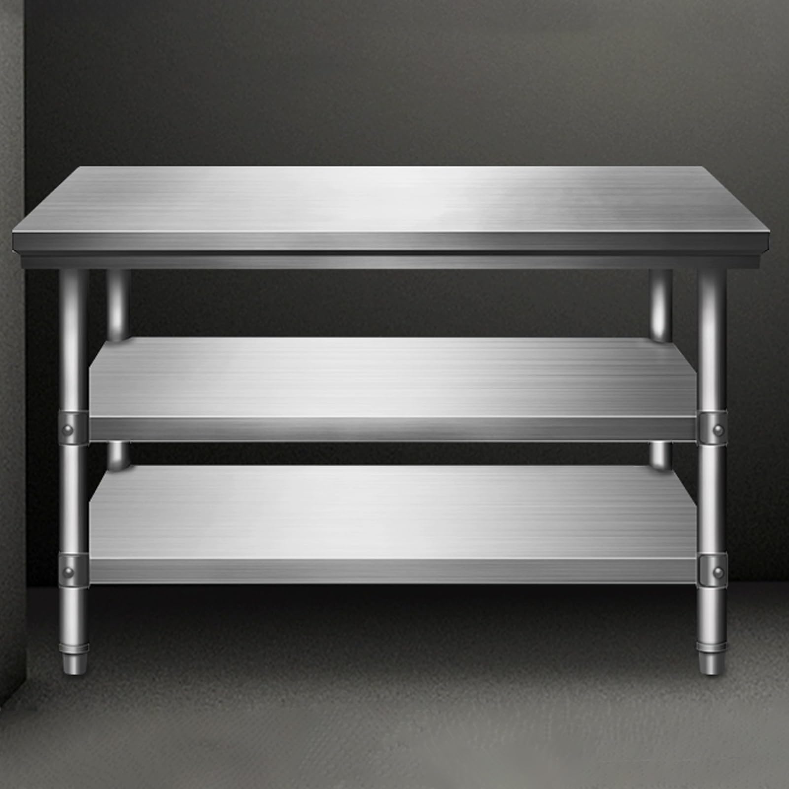 Tavolo da lavoro in acciaio inox resistente, per cucina, ristorante e garage, facile da pulire, perfetto per la preparazione degli alimenti e lo spazio di lavoro