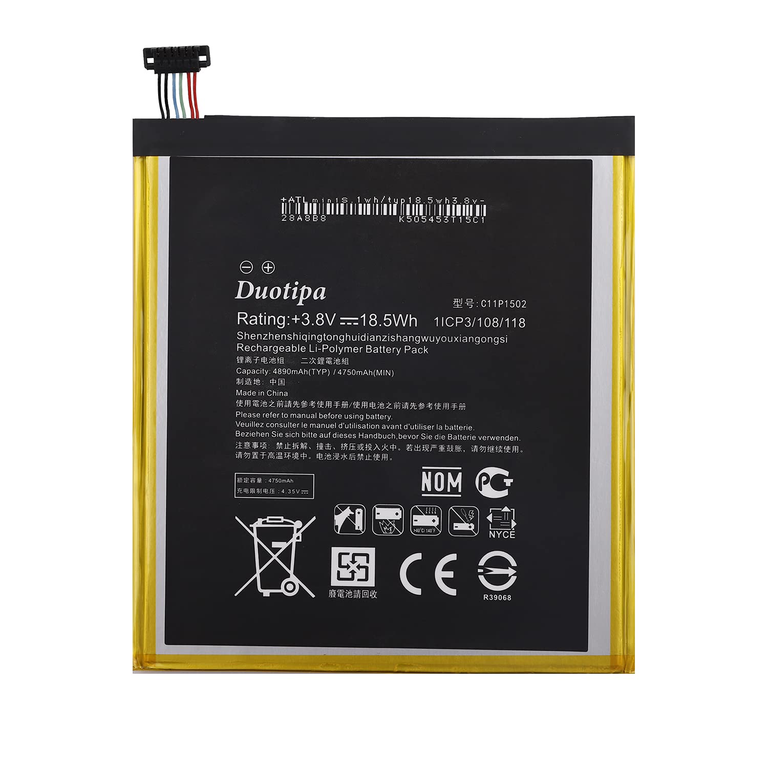 Duotipa Batteria di ricambio C11P1502 compatibile con ZenPad 10 10.1 Z300C Z300M Z300CG Z300CL P023 P01T batteria con attrezzi