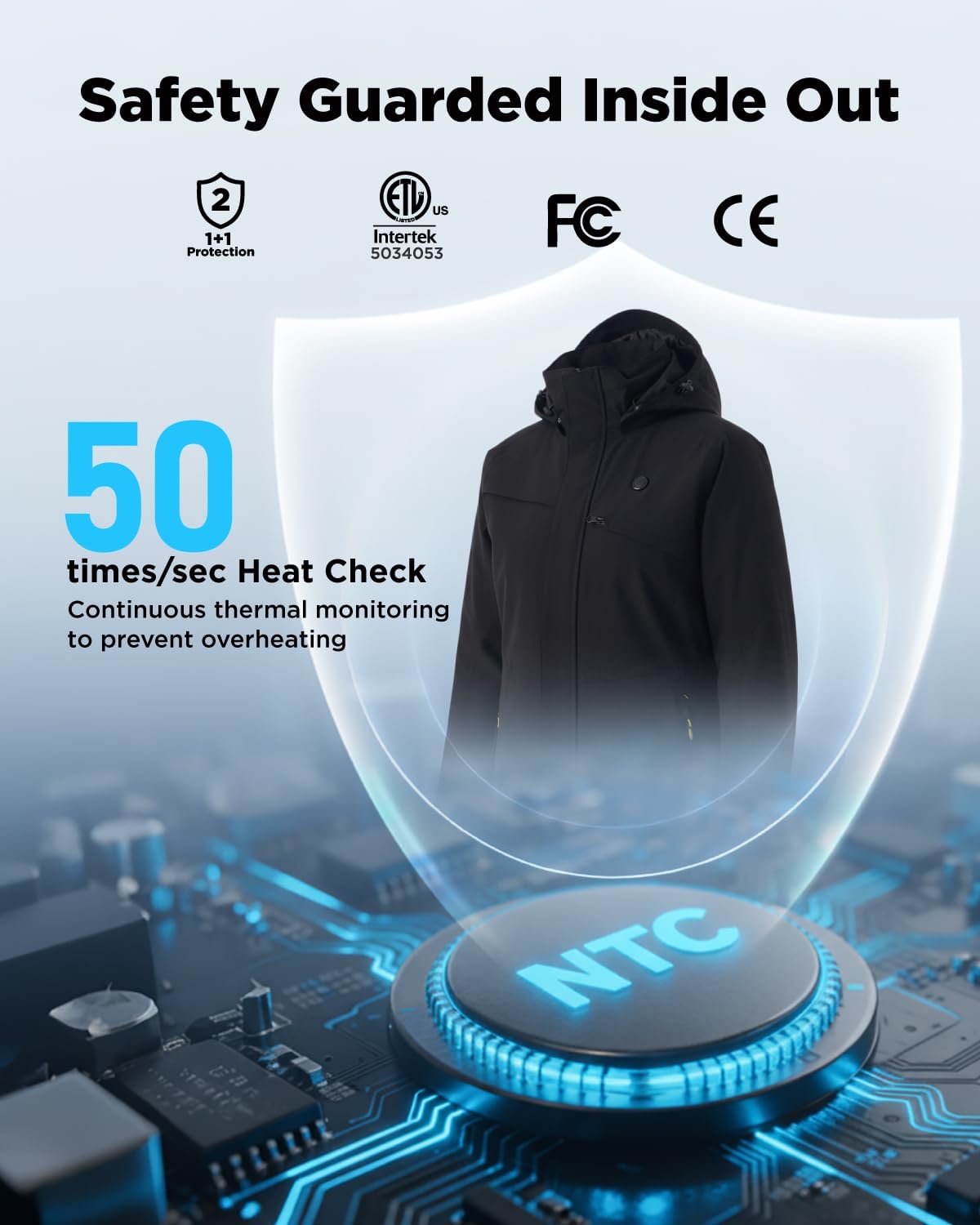 InoKraft Heated Jacket for Women with Rechargeable Battery Pack, Water-Resistant Slim Heated Coat(Included USB-C Cable) - Image 5