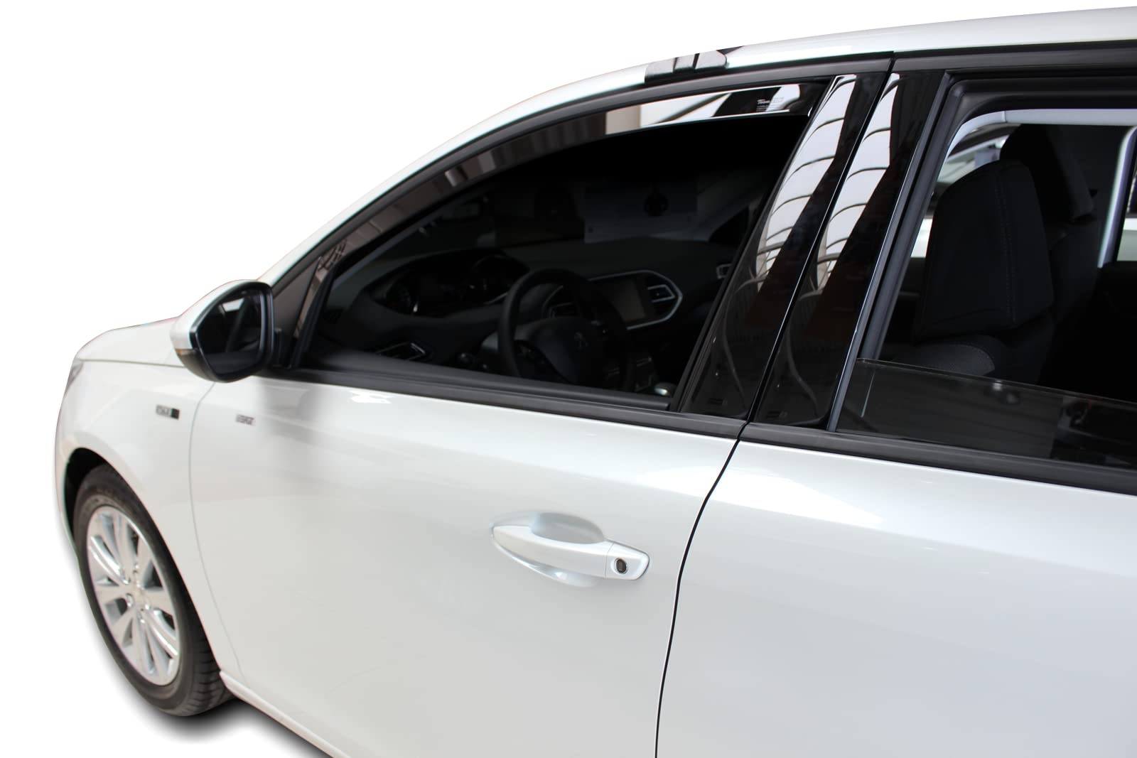 J&J AUTOMOTIVE Deflettori d'Aria per Peugeot 308 5-Porte Berlina/Wagon 2014-2021, Set da 2 Pezzi, Nero Fumé Oscurato Heko
