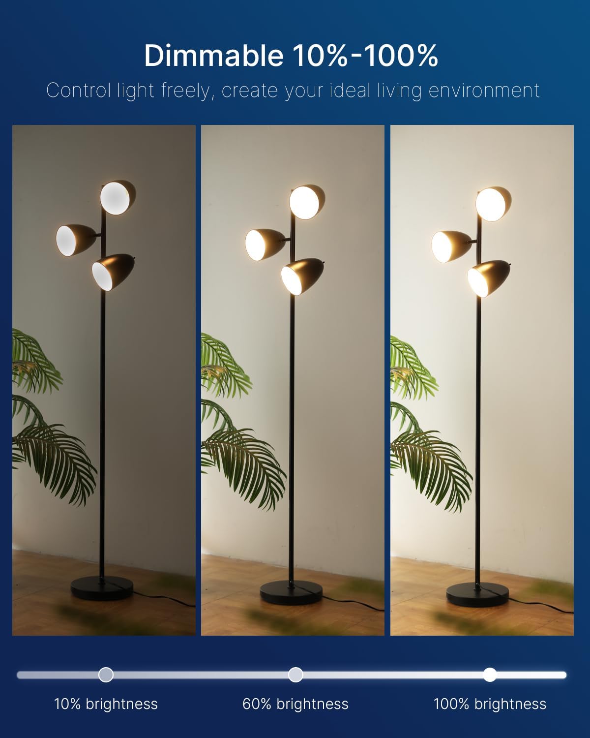 FLSNT A19 Dimmable LED Light Bulb, 9W (60W Equivalent), 5 Color Temperature Selectable (2700K-6500K), 810 Lumens, CRI90, 5CCT, Indoor and Outdoor, Perfect for Lamps and Home Lighting（4 Pack）