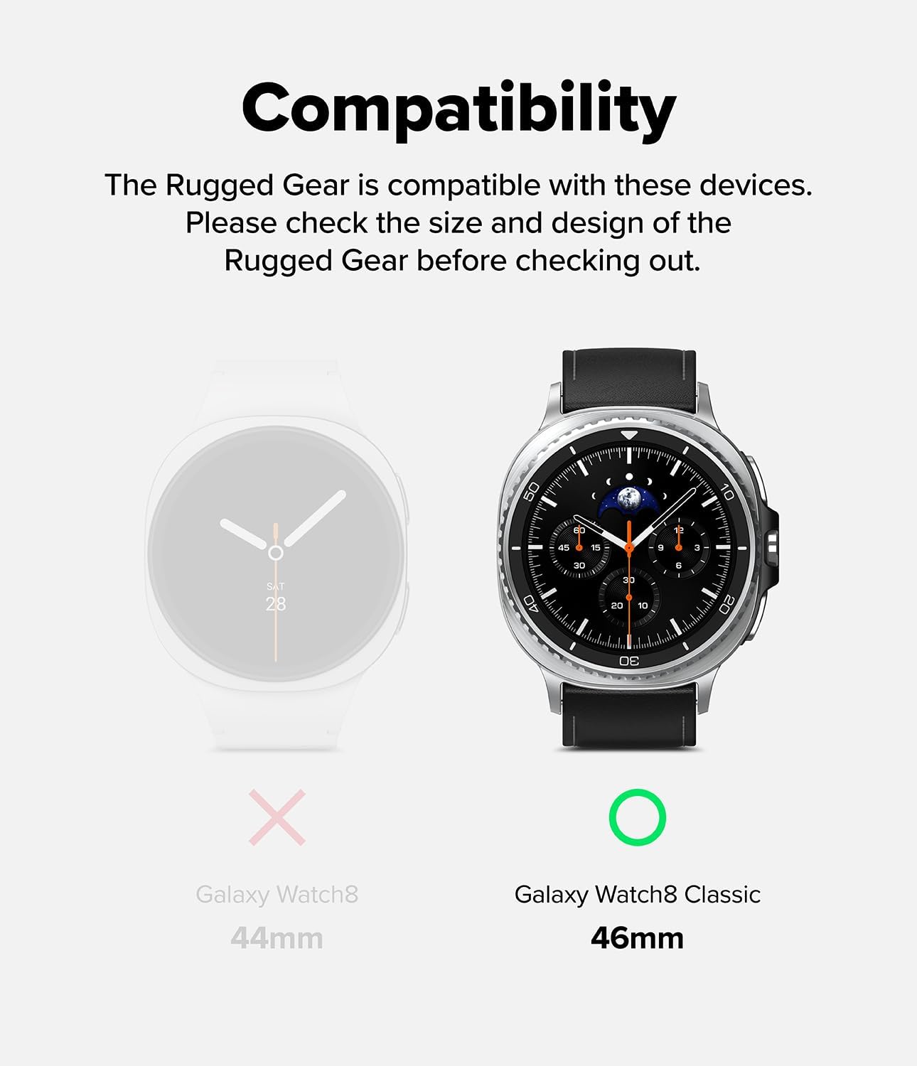 Ringke Rugged Gear for Samsung Galaxy Watch 8 Classic Case with Band (46mm), Smudge-Free Flexible Bumper Protective Cover with Strap - All Black