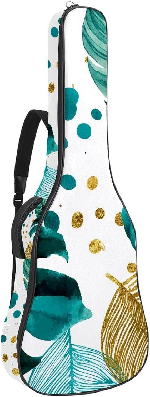 Acoustic Guitar Gig Bag 10mm Thick Padding, Soft Waterproof Guitar Case with Adjustable Backpack Straps for 40-42 Inch Guitar, Tropical Pink Flamingos and Hearts Pattern